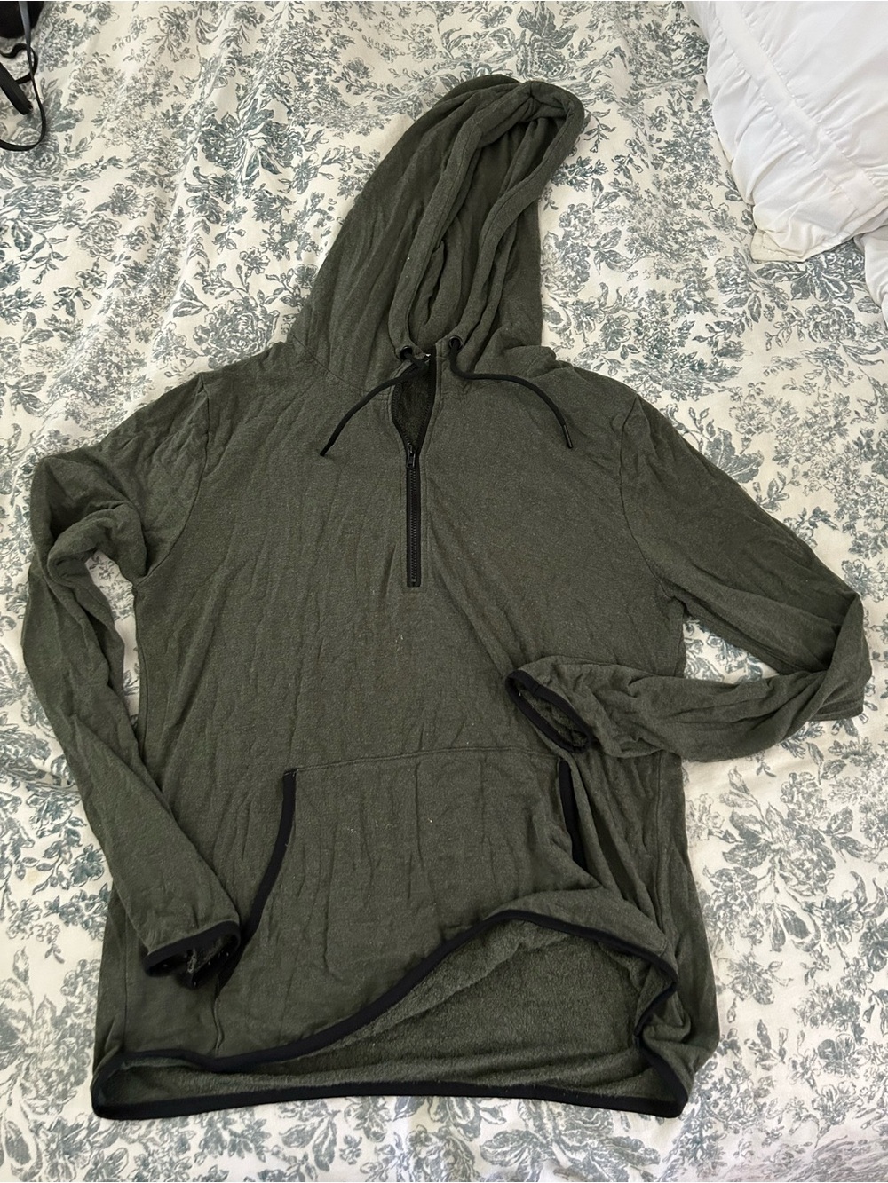 Threads 4 Thought Olive Hooded Zip Sweatshirt with black Trim